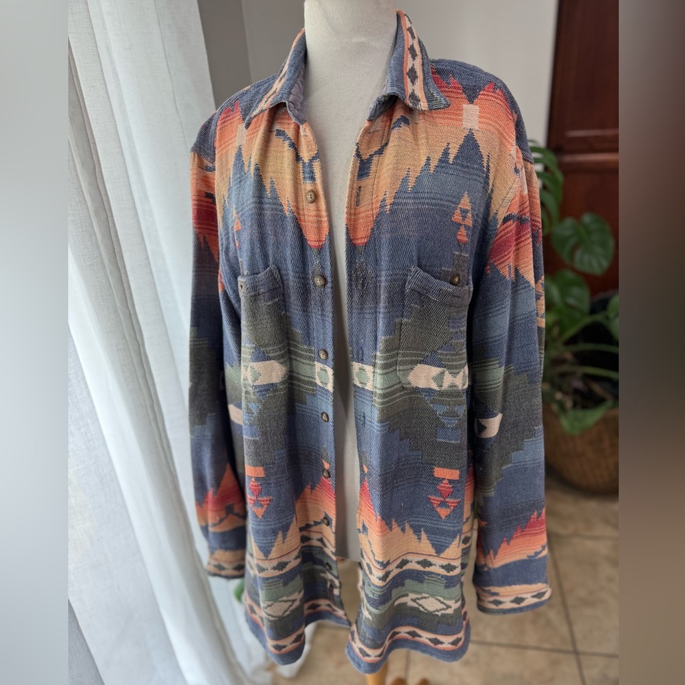 The Territory Ahead Aztec Shirt Jacket LT Southwestern Cotton Vintage‎